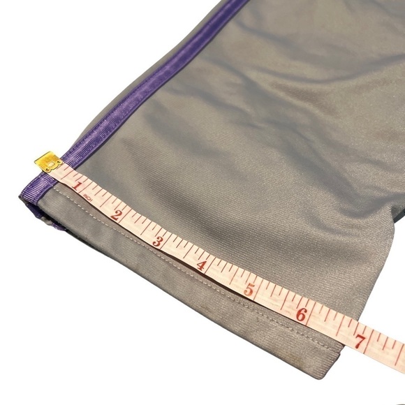 Adidas Girls work out athletic lounge pants grey gray with purple stripe 6X. - Picture 9 of 12